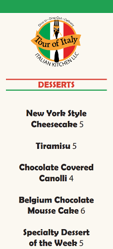 Dessert Menu