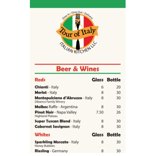 Beer/Wine Menu