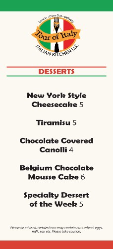 Dessert Menu